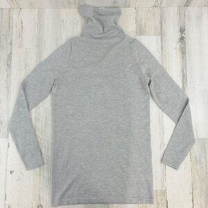 Ann Mashburn Cashmere Silver Funnel Neck Sweater Sz S Turtleneck Metallic Gray